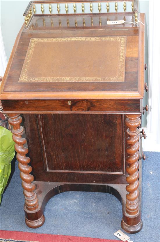 A Victorian rosewood davenport W.53cm